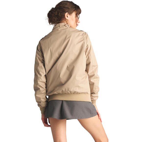 🆕Women’s Classic Iconic Racer Jacket Khaki Polyester Stylish Trendy Casual - Picture 7 of 7